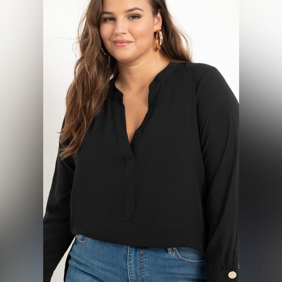 Eloquii Mandarin Collar Black Tunic NWT - Picture 1 of 7